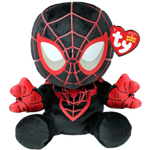 TY Miles Morales Spiderman Marvel Beanie Babies Regular, Lizenziertes Beanie Baby Weichplüsch Spielzeug, Sammlerstück Kuscheliger Plüschteddy von TY