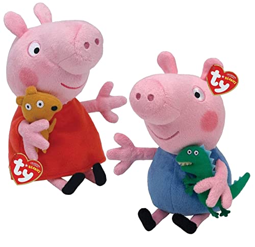 TY Peppa Pig & George Pig 10 Zoll Multipack - Beanie Baby Weiche Plüschtiere - Sammlerstück Kuscheltiere von TY