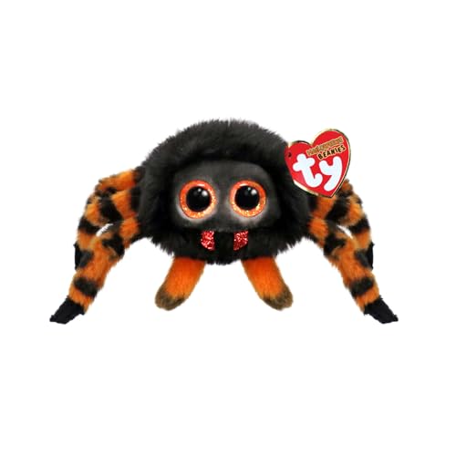 Ty Beanie Balls – Charlotte der Spinner mit orangefarbenen Glitzeraugen, weiche und runde Plüschtiere zum Sammeln – Halloween – 8 cm – T42560 von TY