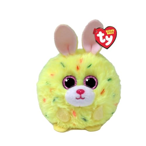 Ty Beanie Balls – Lemon der Osterhase mit Glitzeraugen, weiche und runde Plüschtiere zum Sammeln, 8 cm, T42554 von TY