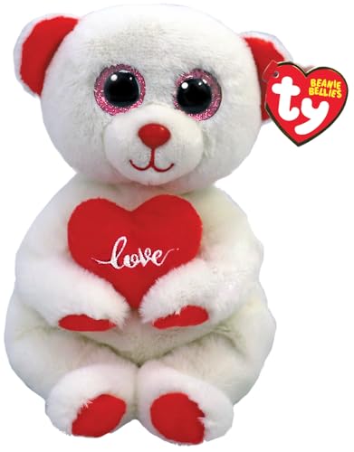 Ty Beanie Bellies-Peluche Desi der Bär 15cm-TY41047, TY41047, White, Rot, Small von TY