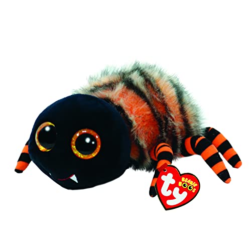 Ty - Plüsch - Beanie Boos Special Halloween - Spinne - Ingrum - Schwarz und Orange - Spinnen mit orangefarbenen Glitzeraugen - Die Puppe mit großen Glitzeraugen - 15 cm - 36495 von TY