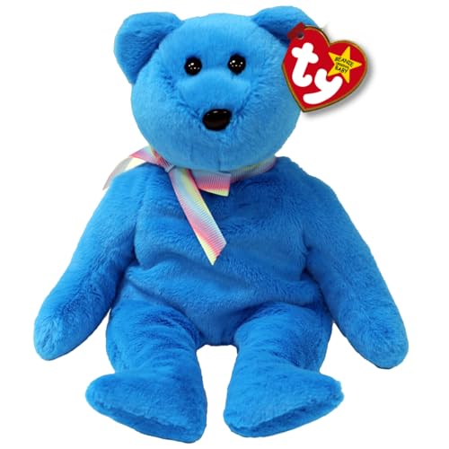 Ty Teddy II Bär Blau Original Beanie Babies Regular - Weiches Plüschtier für Kinder, Teddybär, Babyspielzeug, Sammlerstück Plüschtiere von TY