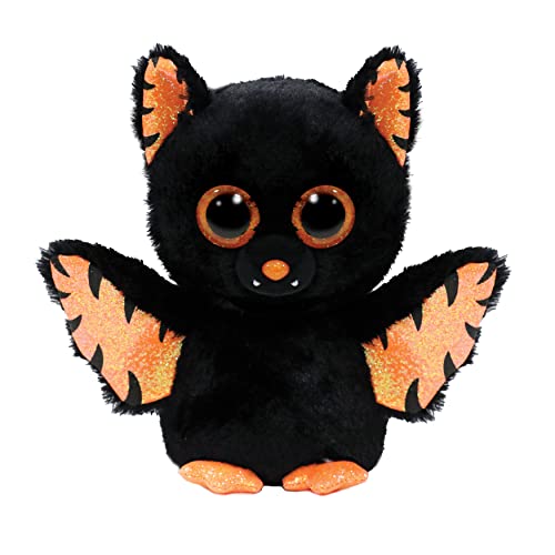 Ty - Plüsch - Beanie Boos Special Halloween - Fledermaus -Mortimer - Glitzeraugen und Flügel orange - Die Puppe mit großen funkelnden Augen - 15 cm - 36493 von TY