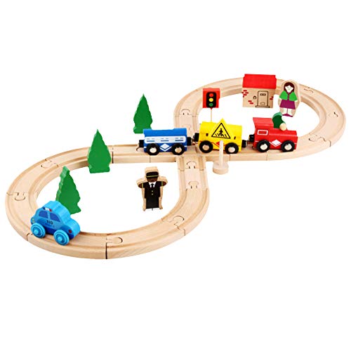 Holz-Eisenbahn-Spielzeugzüge, Triebwagen, Holzeisenbahn-Set, Lernspielzeug für Kleinkinder, Jungen, von TYCIONG