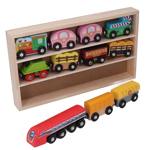 Holzeisenbahn-Set, Kleines Eisenbahnspielzeug für über 2 Jahre, Multifunktionales Szenendesign, Sichere Holzkiste, Klassisches Design, Kompatibel mit Schienenspielzeug, von TYCIONG