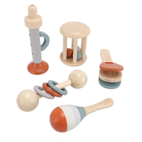 TYCIONG 5 Stück Holz-Musikinstrument, Spielzeug, Handkurbel, Beruhigendes Spielzeug, Käfigglocke, Entspannende Glocke, Schlittenglocke, Musikinstrument für Kleinkinder, Babys, von TYCIONG