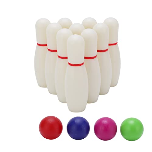 TYCIONG Bowling-Set, 10 Bowling-Pins und 4 Bowling-Kugeln, Spielzeug für die Frühe Entwicklung, Indoor-Outdoor-Aktivität, Spiel, Motorische Fähigkeiten, Spielzeug für Babys und von TYCIONG