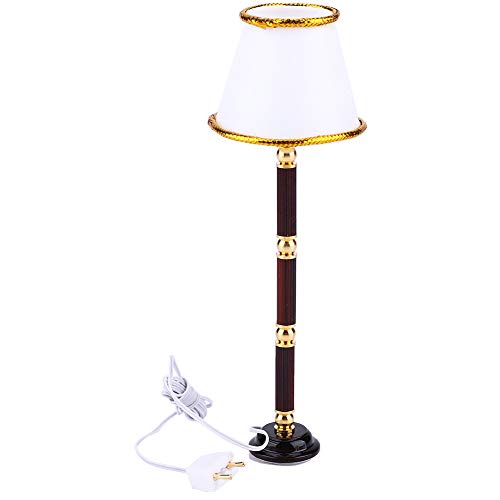 Metallmodell, Braune Säule, LED-Mini-Metall-Stehlampe, Puppenhaus-Dekor, Goldring, Miniatur-Zubehör, Lampenzubehör, Stehlampe für Puppenhaus, 1:12, Lampenschirme (Gewindeversion) von TYCIONG