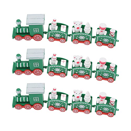 Zug-Set, 3 Kleine Zug-Weihnachtsdekorationen, Mini-Zug-Dekor-Set, Weihnachtsdekoration, Sammlerfiguren, für und Mädchen (Grün) von TYCIONG