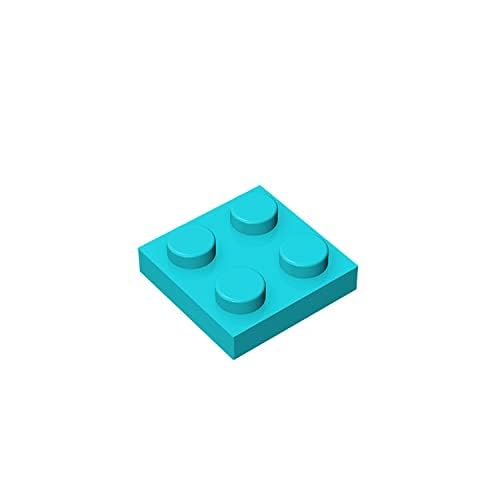 TYCOLE Gobricks GDS-509 Plate 2 x 2 Compatible with 3022 All Major Brick Brands Toys Building Blocks Technical Parts Assembles DIY (322 Medium Azure(046),900 PCS) von TYCOLE