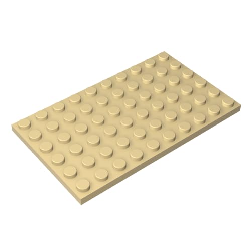 TYCOLE Gobricks GDS-525 Plate 6 x 10 Compatible with 3033 All Major Brick Brands Toys Building Blocks Technical Parts Assembles DIY (5 Tan(031),3 PCS) von TYCOLE