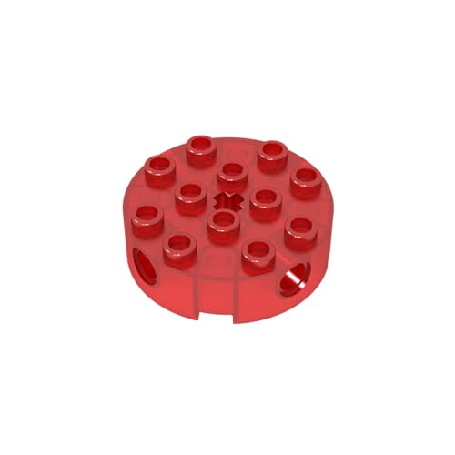 TYCOLE Gobricks GDS-951 Brick, Round 4 x 4 with 4 Side Pin Holes and Center Axle Hole Compatible 6222 All Major Brick Brands,Building Blocks,Parts and Pieces (41 Trans-Red(110),300 PCS) von TYCOLE