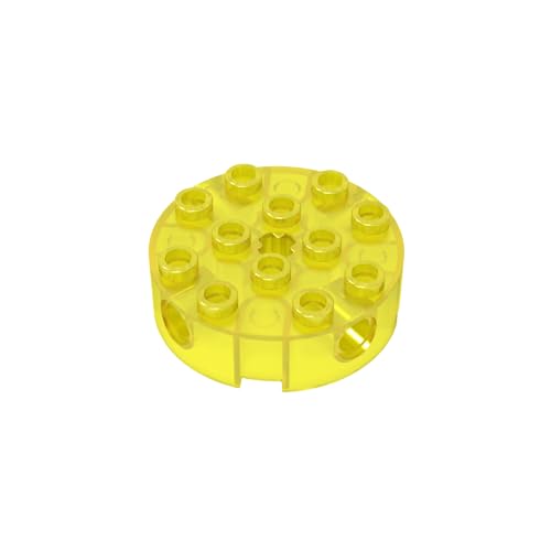 TYCOLE Gobricks GDS-951 Brick, Round 4 x 4 with 4 Side Pin Holes and Center Axle Hole Compatible 6222 All Major Brick Brands,Building Blocks,Parts and Pieces (44 Trans-Yellow(130),300 PCS) von TYCOLE