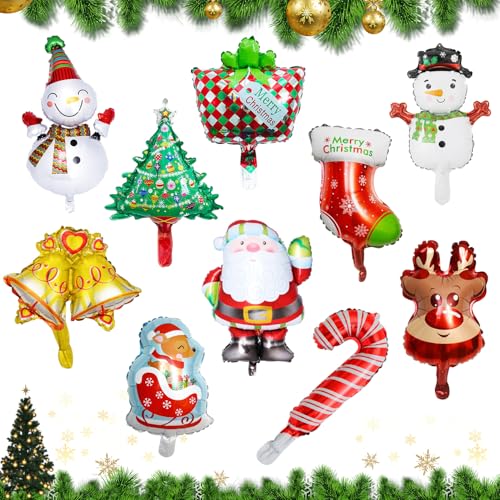 TYFYH 10 Stück Weihnachten Heliumballons Folienballon Weihnachts Luftballons Heliumballons Kinder Aluminiumfolie Ballons für Geburtstag Xmas Weihnachten Party Deko (Dreidimensionaler Weihnachtsballon) TYFYH 10 Stück Weihnachten Heliumballons Folienballon Weihnachts Luftballons Heliumballons Kinder Aluminiumfolie Ballons für Geburtstag Xmas Weihnachten Party Deko (Dreidimensionaler Weihnachtsballon) von TYFYH