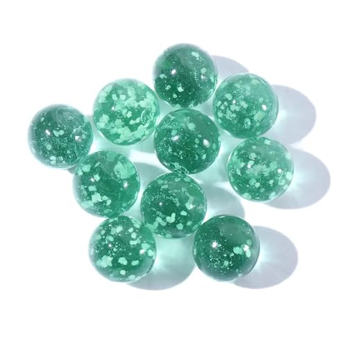 TYNXK Glow In The Dark Murmeln 10 stücke Leuchtenden Glaskugeln 12mm Creme Konsole Spiel Flipper Vieh Kleine Murmeln Pat Spielzeug Perlen Glasmurmeln(Green1) von TYNXK