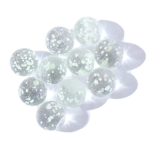 TYNXK Glow In The Dark Murmeln 10 stücke Leuchtenden Glaskugeln 12mm Creme Konsole Spiel Flipper Vieh Kleine Murmeln Pat Spielzeug Perlen Glasmurmeln(Transparent) von TYNXK