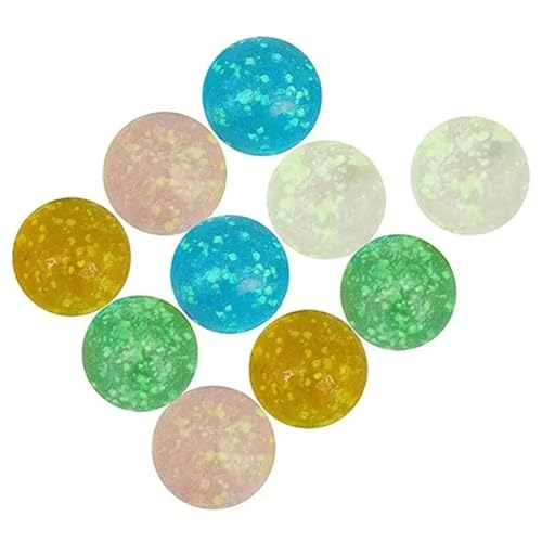 TYNXK Glow In The Dark Murmeln Cremefarbene Spielkonsolen-Perlen, Flummi-Kugel, Murmelbahn, 16 mm Glasmurmeln, leuchtende Glaskugel, Flipperautomat, kleine Murmeln Glasmurmeln von TYNXK