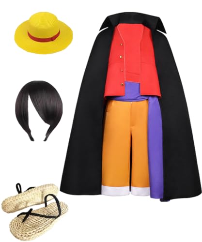 TYRHDJZQ Anime Black Cape Red Shirt Herren Outfit Halloween Kostüm (US(L)) von TYRHDJZQ