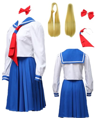 TYRHDJZQ Anime Blau Weiß Uniform Damen Outfit Halloween Kostüm (US(M)) von TYRHDJZQ