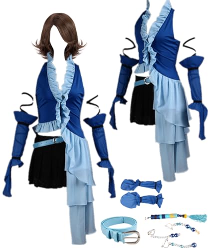 TYRHDJZQ Anime Blue Sleeveless Skirt Shorts Damen Outfit Kostüm Halloween (US(M)) von TYRHDJZQ