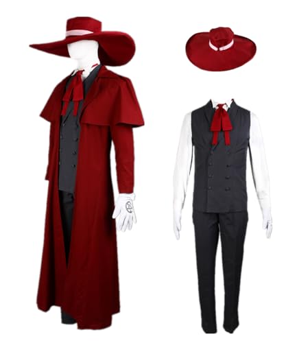 TYRHDJZQ Anime Cosplay Roter Anzug Roter Hut Herren Outfit Halloween Kostüm (US(XL)) von TYRHDJZQ