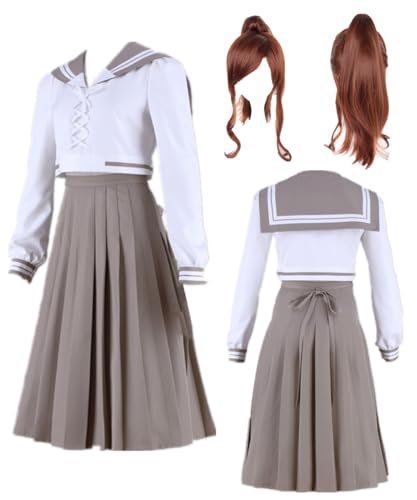 TYRHDJZQ Anime Damen-Outfit, Halloween-Kostüm, Weiß, Grau, Uniform (XXS) von TYRHDJZQ