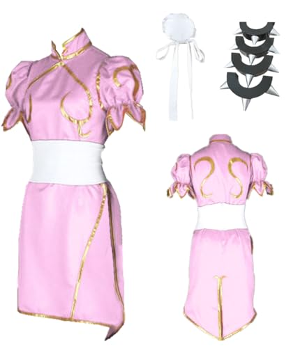 TYRHDJZQ Anime Game Costume Pink Cheongsam Damen Outfit Halloween Cosplay (US(3XL)) von TYRHDJZQ