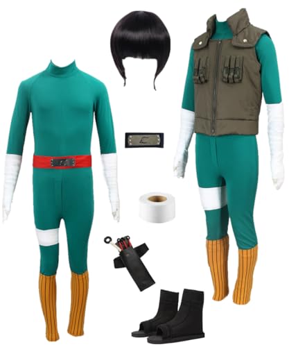 TYRHDJZQ Anime Grüne Weste Jumpsuit Kostüm Herren Outfit Halloween Cosplay (US(L)) von TYRHDJZQ