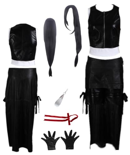 TYRHDJZQ Anime Lederweste für Damen, kurzes Outfit, Kostüm, Party, Halloween, Größe L, Schwarz von TYRHDJZQ