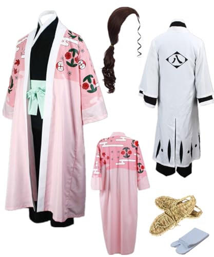 TYRHDJZQ Anime Pink Robe Schwarz Kimono Hose Herren Kostüm Party Halloween (XS) von TYRHDJZQ