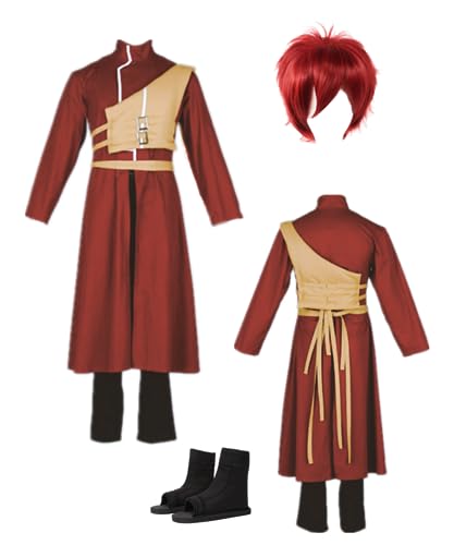 TYRHDJZQ Anime Red Gaara Herren Outfit Halloween Cosplay (3XS) von TYRHDJZQ