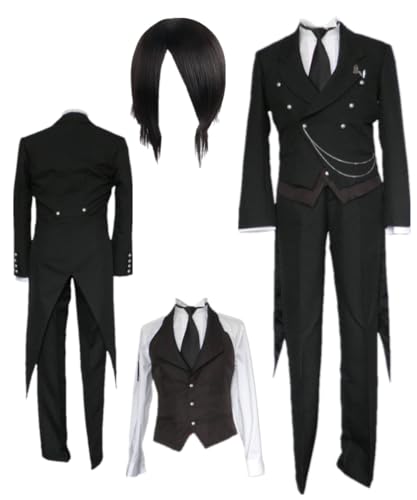 TYRHDJZQ Anime Schwarzer Smoking Weste Anzug Herren Outfit Halloween Kostüm (US(L)) von TYRHDJZQ