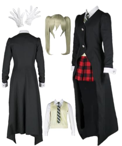 TYRHDJZQ Anime Schwarzer langer Mantel Weste Rock Damen Outfit Kostüm Halloween (US(M)) von TYRHDJZQ