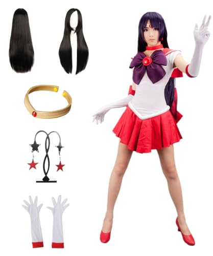 TYRHDJZQ Anime Weiß Rot Ärmelloses Kleid Cosplay Damenkostüm Halloween Outfit (US(L)) von TYRHDJZQ