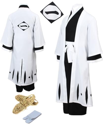 TYRHDJZQ Anime Weiße Robe Schwarze Kimono-Hose, Herren-Outfit, Halloween-Kostüm (XS) von TYRHDJZQ