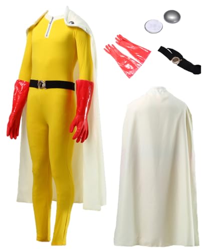 TYRHDJZQ Anime White Cloak Yellow Jumpsuits Damen Kostüm Outfit Halloween (US(L)) von TYRHDJZQ