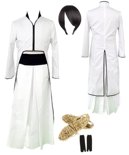 TYRHDJZQ Anime White Coat Kendo Pants Herren Outfit Party Halloween Kostüm (US(S)) von TYRHDJZQ