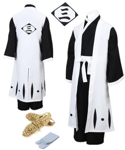 TYRHDJZQ Anime ärmelloser Bademantel schwarze Kimono-Hose, Herren-Outfit, Halloween-Kostüm, Größe 3XL von TYRHDJZQ