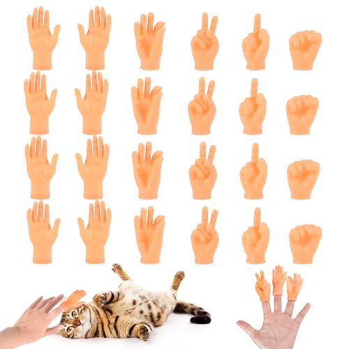 Mini Hände, 24 Stück Kleine Hände Fingerpuppe Set,Gummi Tiny Hands Finger Puppets Streichspielzeug Interaktives Spielzeug für Haustiere Kinder Spielzeug,Game Party von TYSM-CC