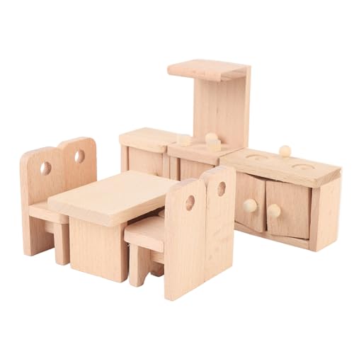 Kinder Holzspielküchenset, Mini Holzmöbel Küchenspiel Set Zur Verbesserung der Kognitiven Entwicklung, der Fantasie und der Praktischen Fähigkeiten von TYTOGE