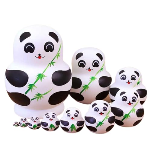 TYTUOO Kinderspielzeug Dolls Entenmuster 10er Set Handgemachtes Matrjoschka Stapelset für Kinder und Erwachsene (White, One Size) von TYTUOO