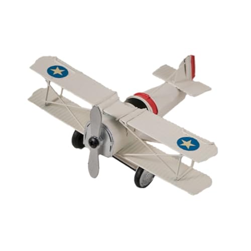 TYTUOO Kinderspielzeug Flugzeugmodell-Ornament, Metall-Doppeldecker-Flugzeug, Heimdekoration, Schreibtisch-Dekoration. (White, One Size) von TYTUOO