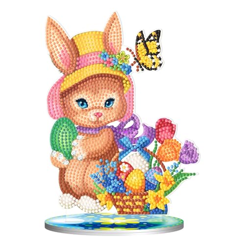 TYTUOO Kinderspielzeug Kit Hase Eier voller Strass Ölfarbe von Digital Kit mit Kristall Kunst Erwachsene Geschenk Tischdekoration Home Decor (Orange, One Size) von TYTUOO