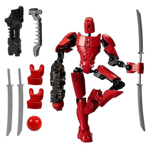 TYTUOO Kinderspielzeug T13 Actionfigur PVC Actionfiguren Modell Ganzkörperaktivität Verbesserter Roboter Enthält Handbewegungen und 3D-gedruckte Schaufensterpuppe für Spielzeug (Red, One Size) von TYTUOO