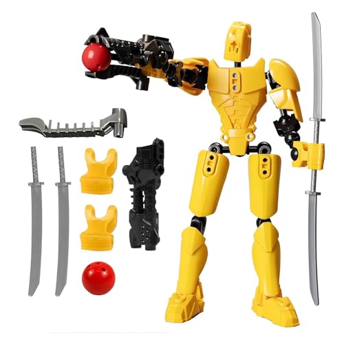 TYTUOO Kinderspielzeug T13 Actionfigur PVC Actionfiguren Modell Ganzkörperaktivität Verbesserter Roboter Enthält Handbewegungen und 3D-gedruckte Schaufensterpuppe für Spielzeug (Yellow, One Size) von TYTUOO