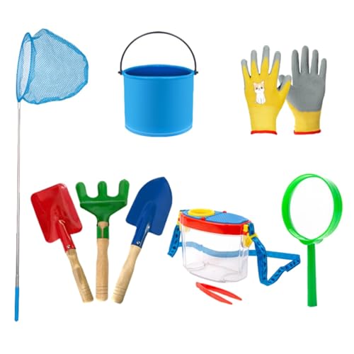 TYTUOO Kinderspielzeug für Kinder, Eimer, Handschuhe, 3 Sandschaufeln, und ein ausziehbares Fischernetz für 3 bis 10 alt (O, One Size) von TYTUOO