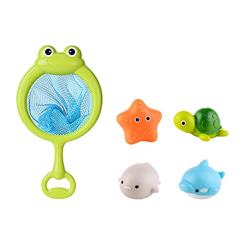 TYTUOO Kinderspielzeug schwimmende Tiere Spiele Spielset mit Fischernetz Fischnetz Spiel in der Badewanne Badezimmer Pool für Babys und Kinder (A, One Size) von TYTUOO