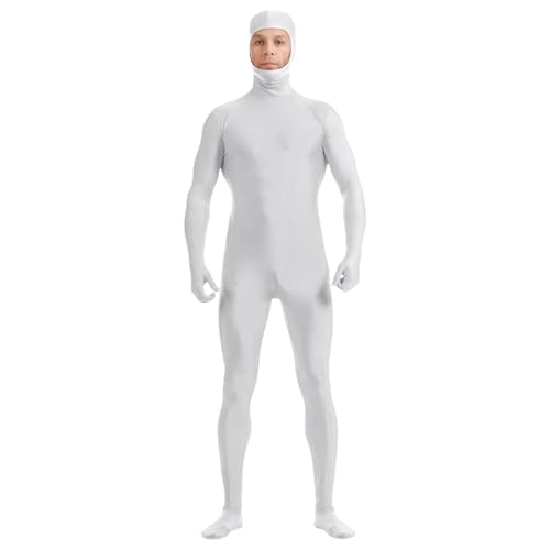 Arzt Kostüm Herren Unisex-Ganzkörper-Bodysuit mit offenem Gesicht, Stretch-Tanzkostüm für Auftritte und Cosplay, Erwachsenengröße Schwarze Tunika Mittelalterlich (White-4, L) Affenkostüm Herren von TYUIOP