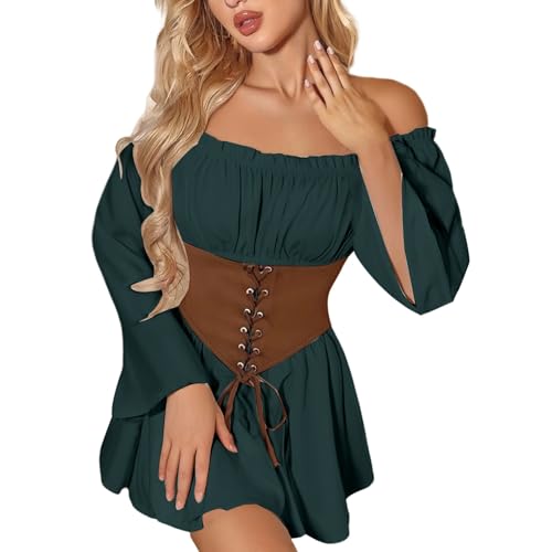 TYUIOP Damenkleider Sommer Mittelalter Kleidung Damen Renaissance Kleid Und Off Shoulder Bluse Gürtel Viktorianisches Kostüm Für Karneval Halloween Rotkäppchen Rock Gothic Kleider TYUIOP Damenkleider Sommer Mittelalter Kleidung Damen Renaissance Kleid Und Off Shoulder Bluse Gürtel Viktorianisches Kostüm Für Karneval Halloween Rotkäppchen Rock Gothic Kleider von TYUIOP
